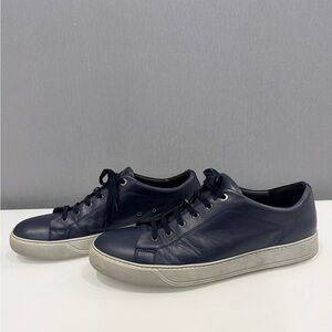 Lanvin Dark Blue Leather Sneakers